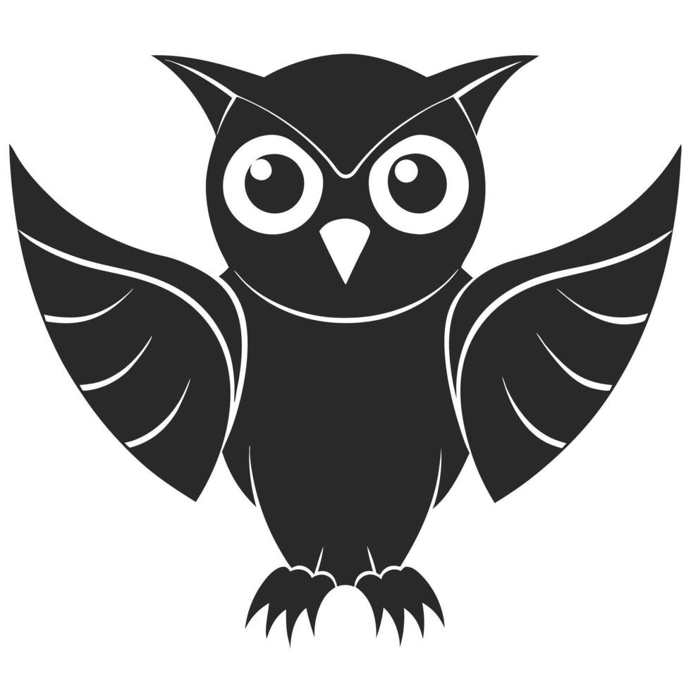 Illustration Of An Owl In Flight Silhouette Icon Wildlife Creature vector