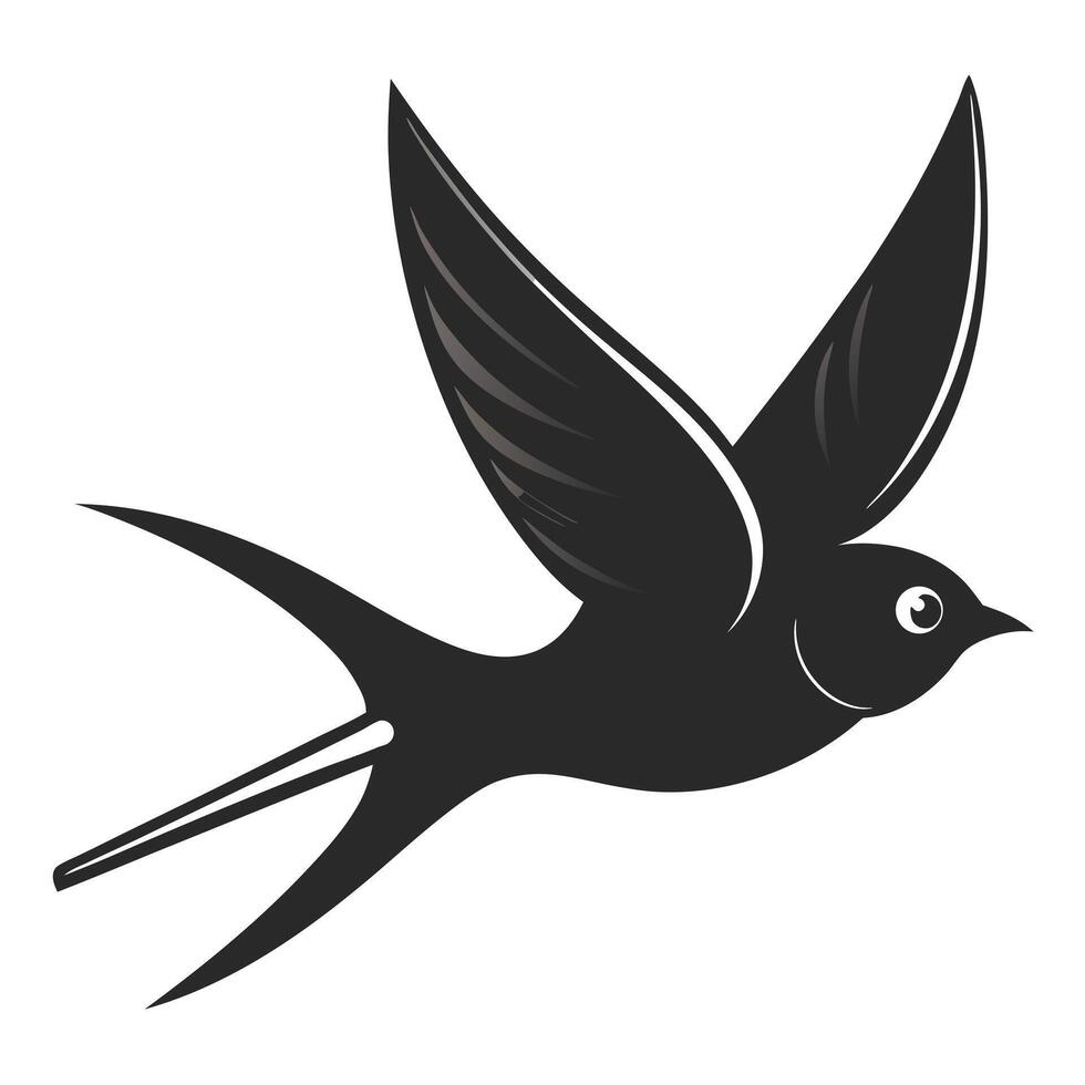 Stylized Swallow Bird Silhouette Isolated On White Background Illustration Design vector