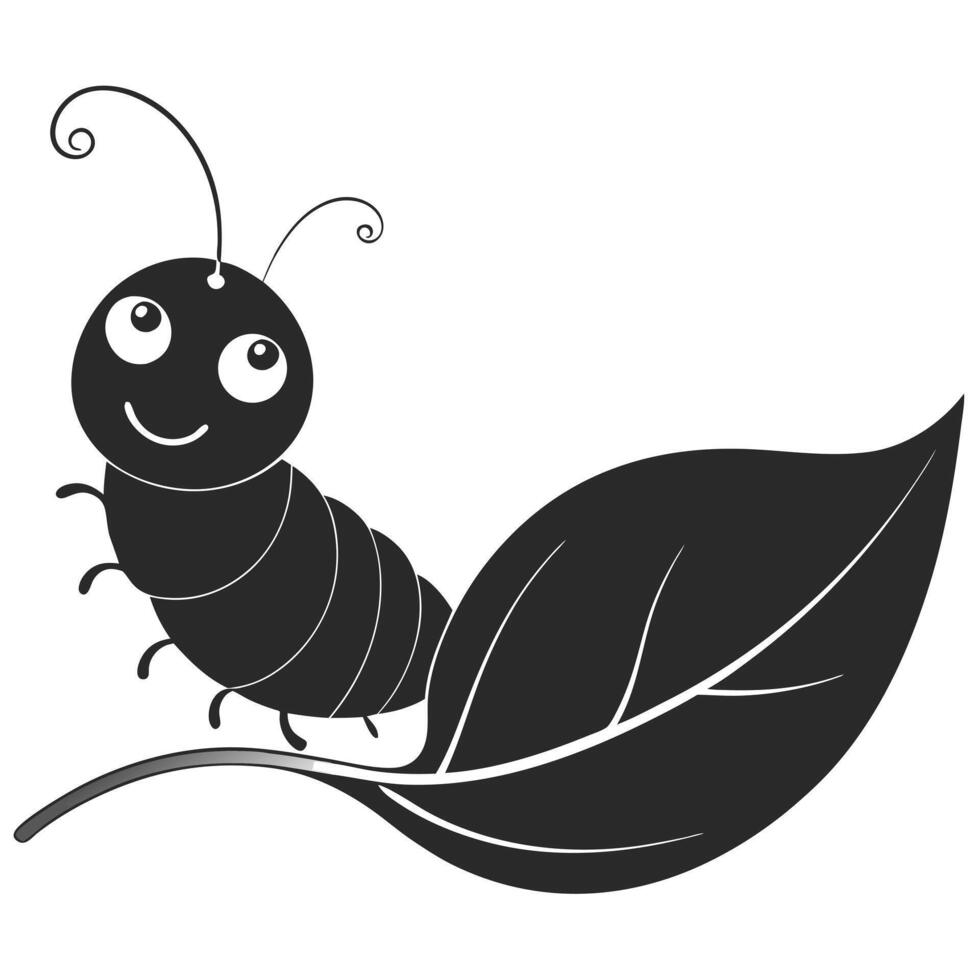 Cute Caterpillar Cartoon Character On Leaf Simple Illustration For Children vector