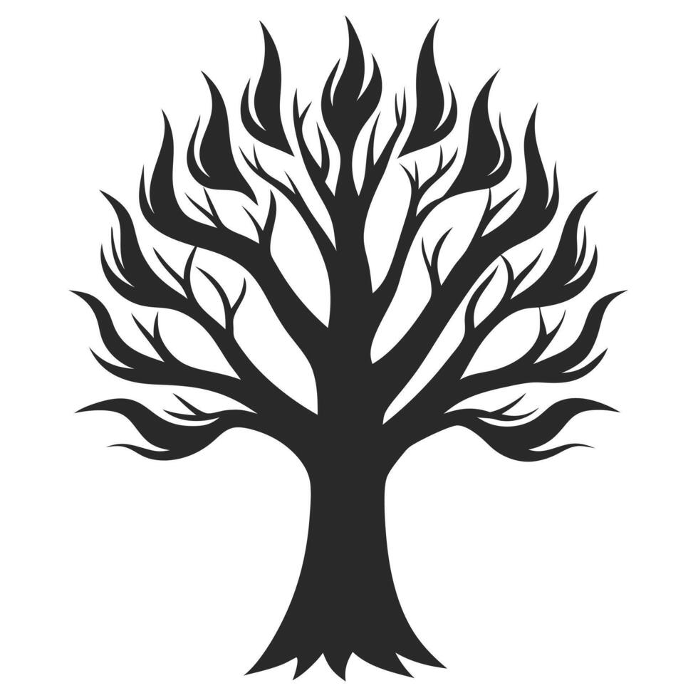 Silhouette Tree Illustration With Unique Leaf Shapes Isolated On White vector