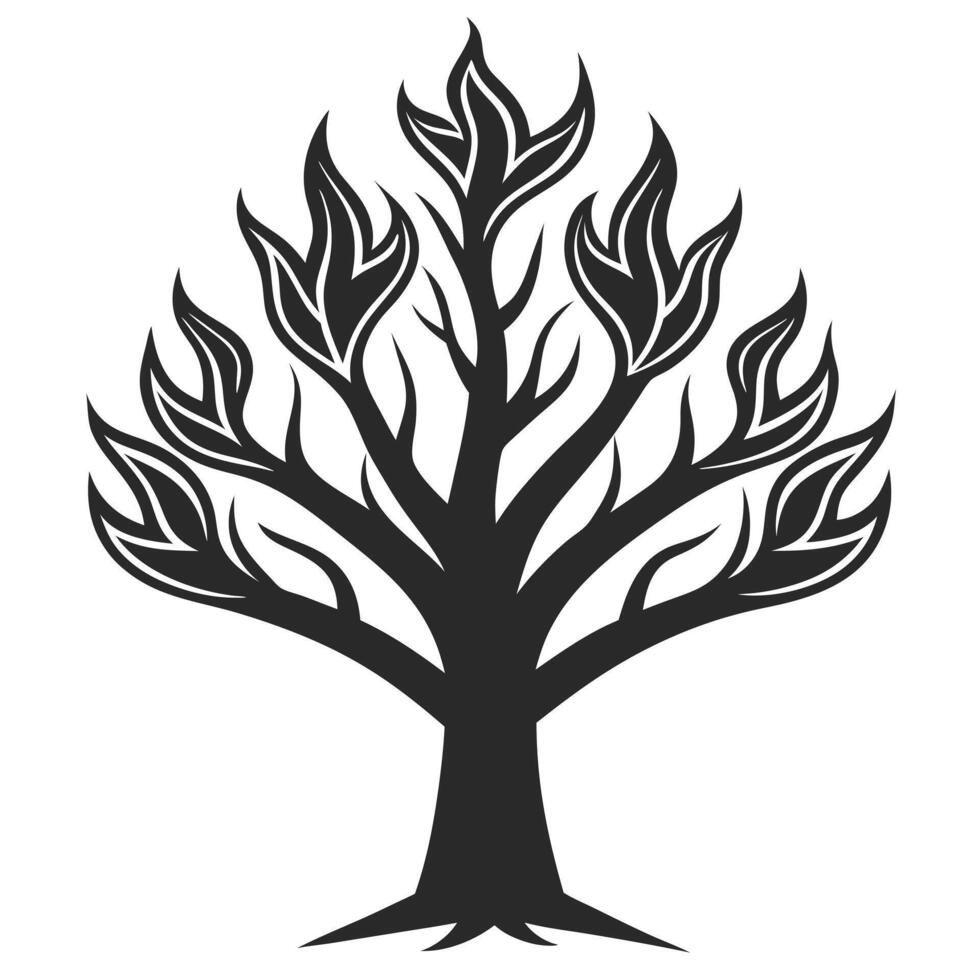 Abstract Silhouette Tree With Decorative Leaves Illustration Graphic Design vector
