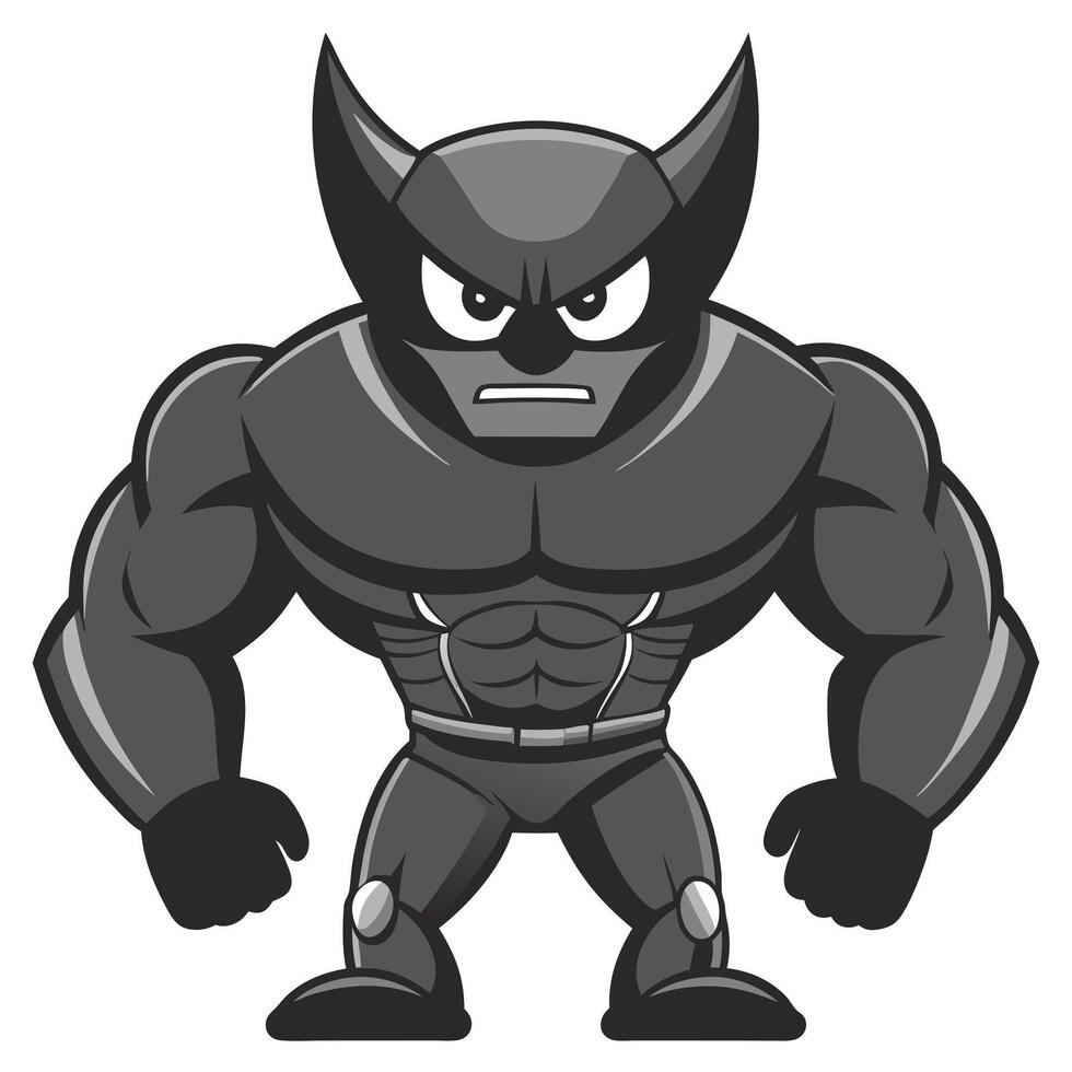 Cartoon Superhero Character With Horns And Muscular Build Illustration Design vector