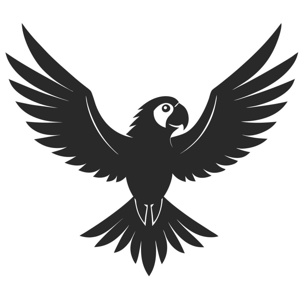 Striking Parrot Silhouette Art Illustration With Spread Wings And Detailed Features vector
