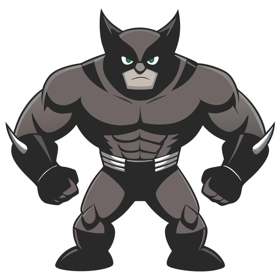 Cartoon Superhero Character With A Strong Build And Intense Green Eyes vector