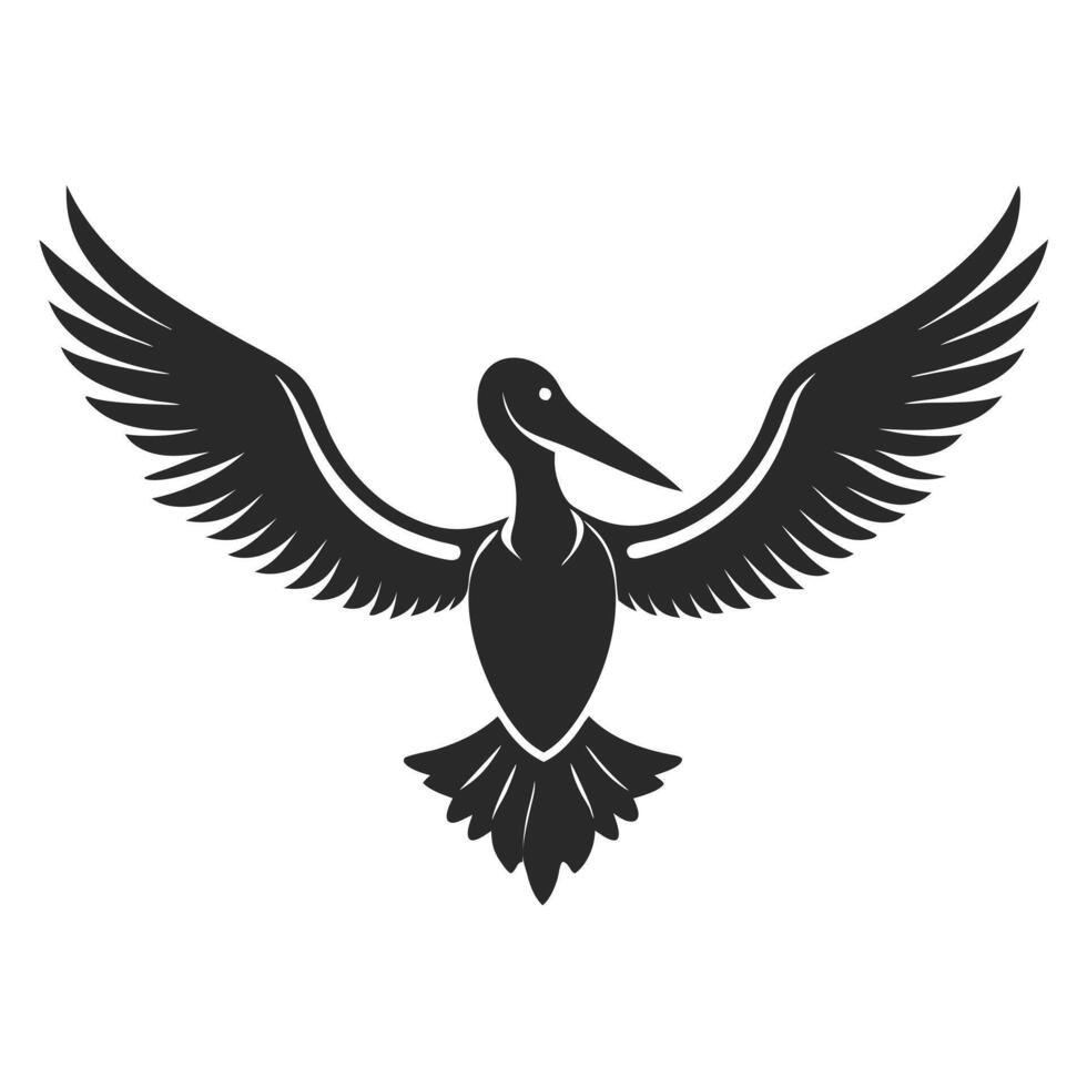 Elegant Pelican Silhouette Illustration With Wings Spread Wide For Graphic Design vector