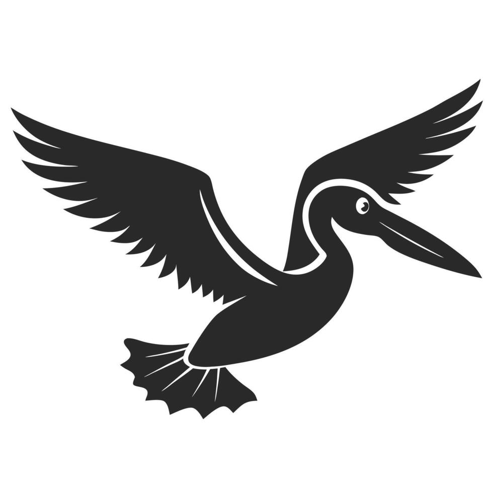 Pelican Bird Silhouette Flying Illustration Isolated On White Background vector