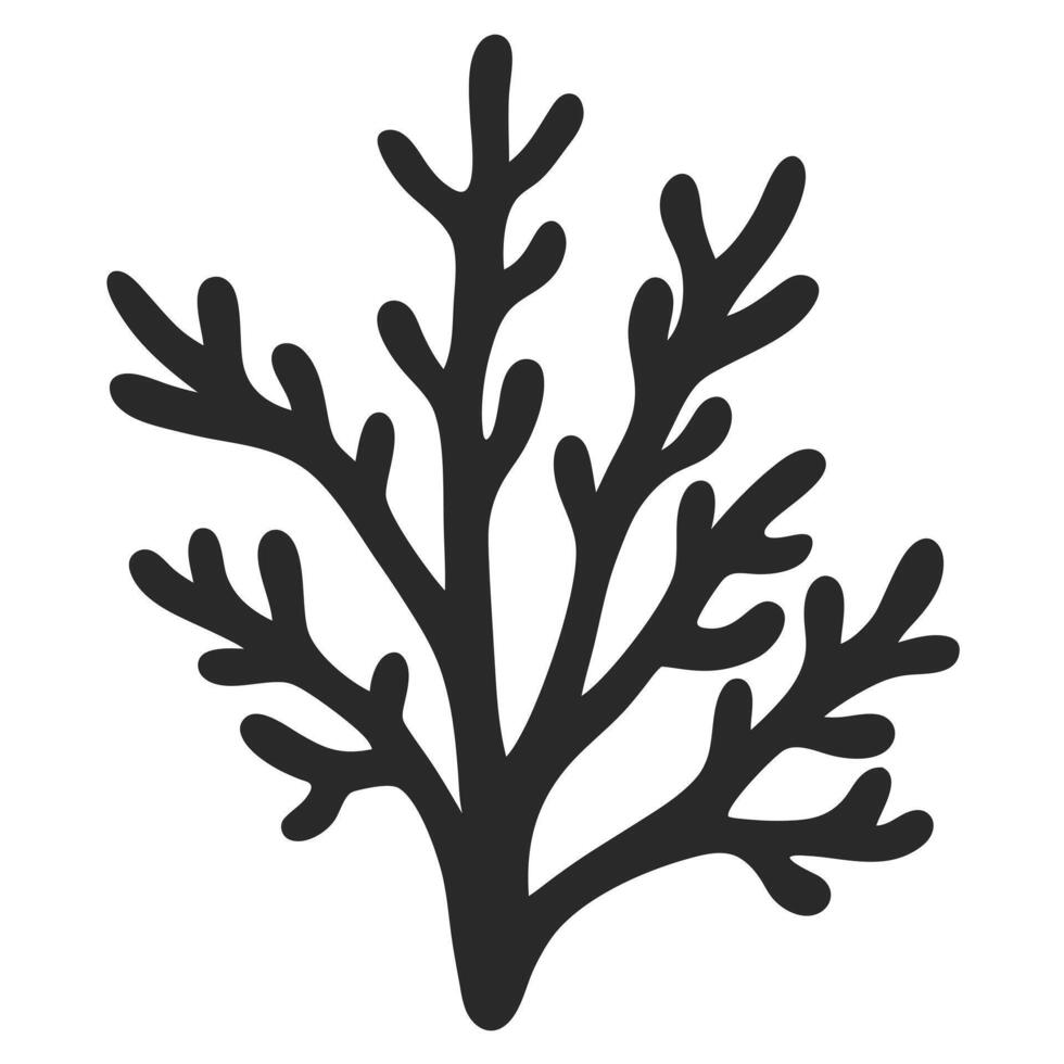 Silhouette Illustration Of Seaweed Underwater Marine Algae Ocean Plant Life vector
