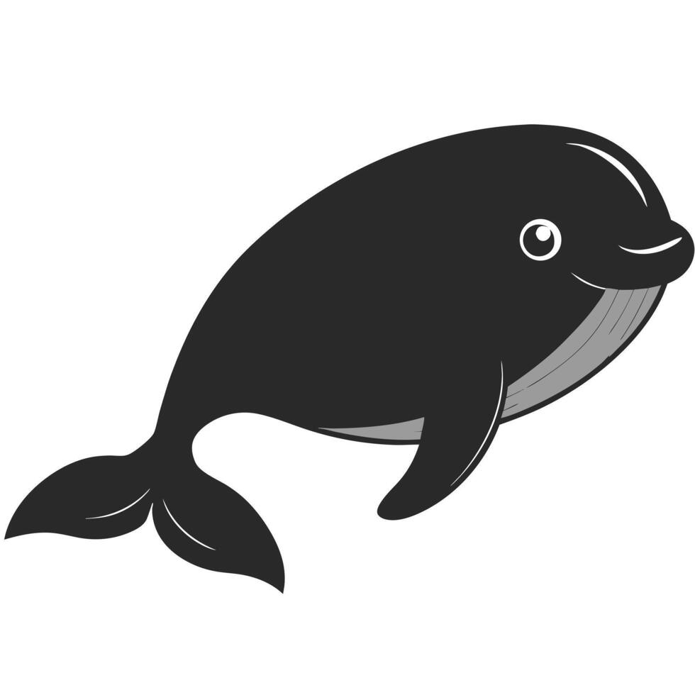 Cute Cartoon Whale Illustration Aquatic Animal Marine Life Icon Graphic Isolated vector