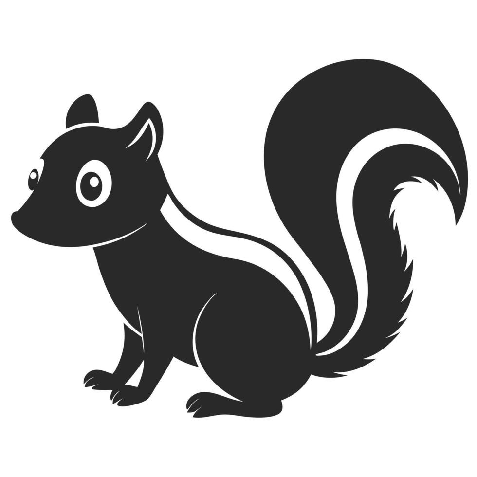 Cute Skunk Silhouette Graphic Illustration Isolated On White Background vector