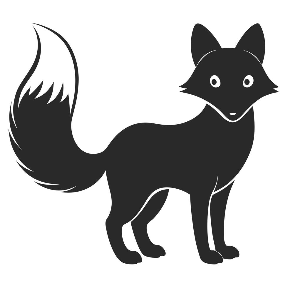 Black And White Fox Silhouette Standing Illustration Minimalistic Design vector