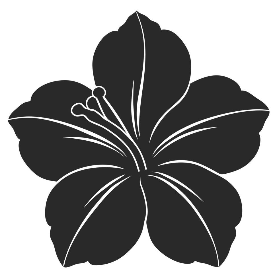 Isolated Hibiscus Flower Silhouette Detailed Illustration Floral Design Element vector