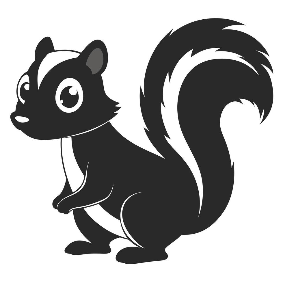 Cartoon Skunk Illustration Black And White Animal Character Design Template vector