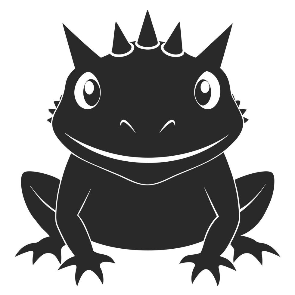Cartoon Horned Lizard Illustration Cute Reptile Graphic Design Element vector
