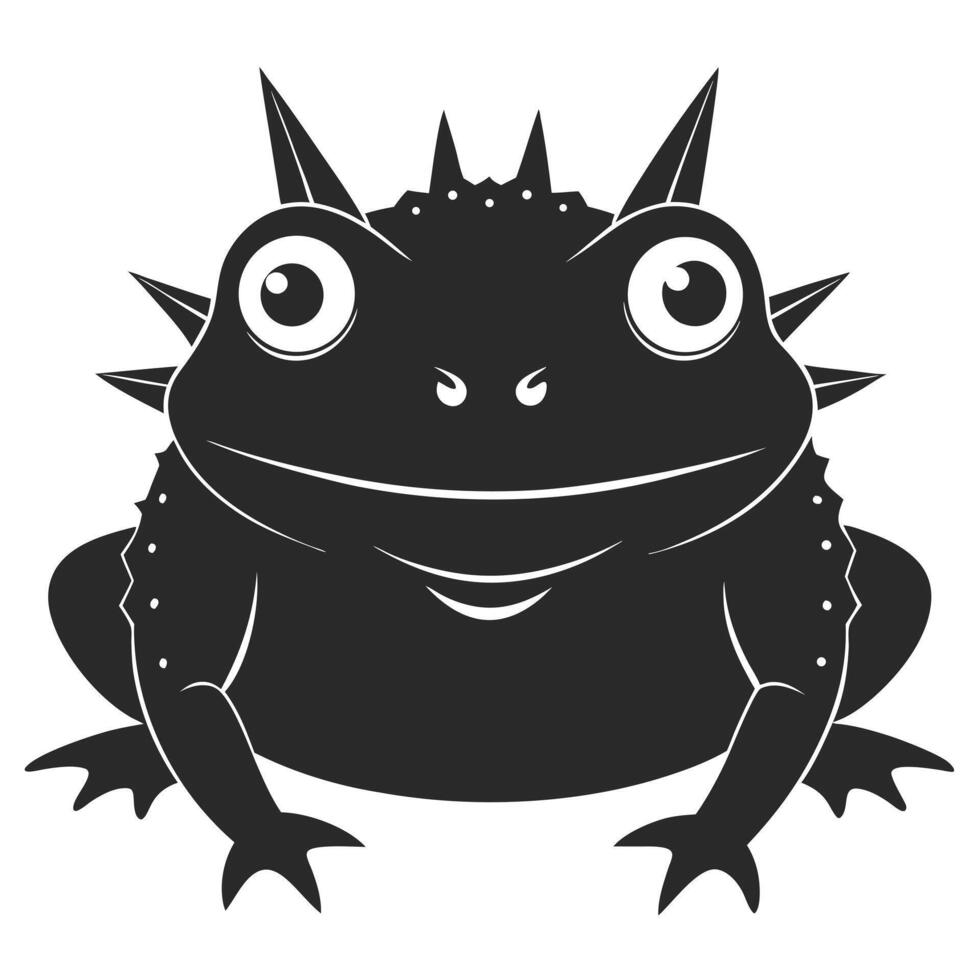 Silhouette Illustration Of A Spiky Cartoon Frog Animal Image vector