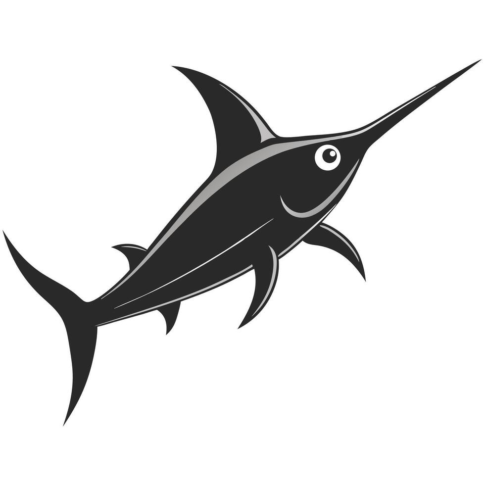 Monochrome Swordfish Illustration Sleek Marine Animal Design Graphic Icon vector