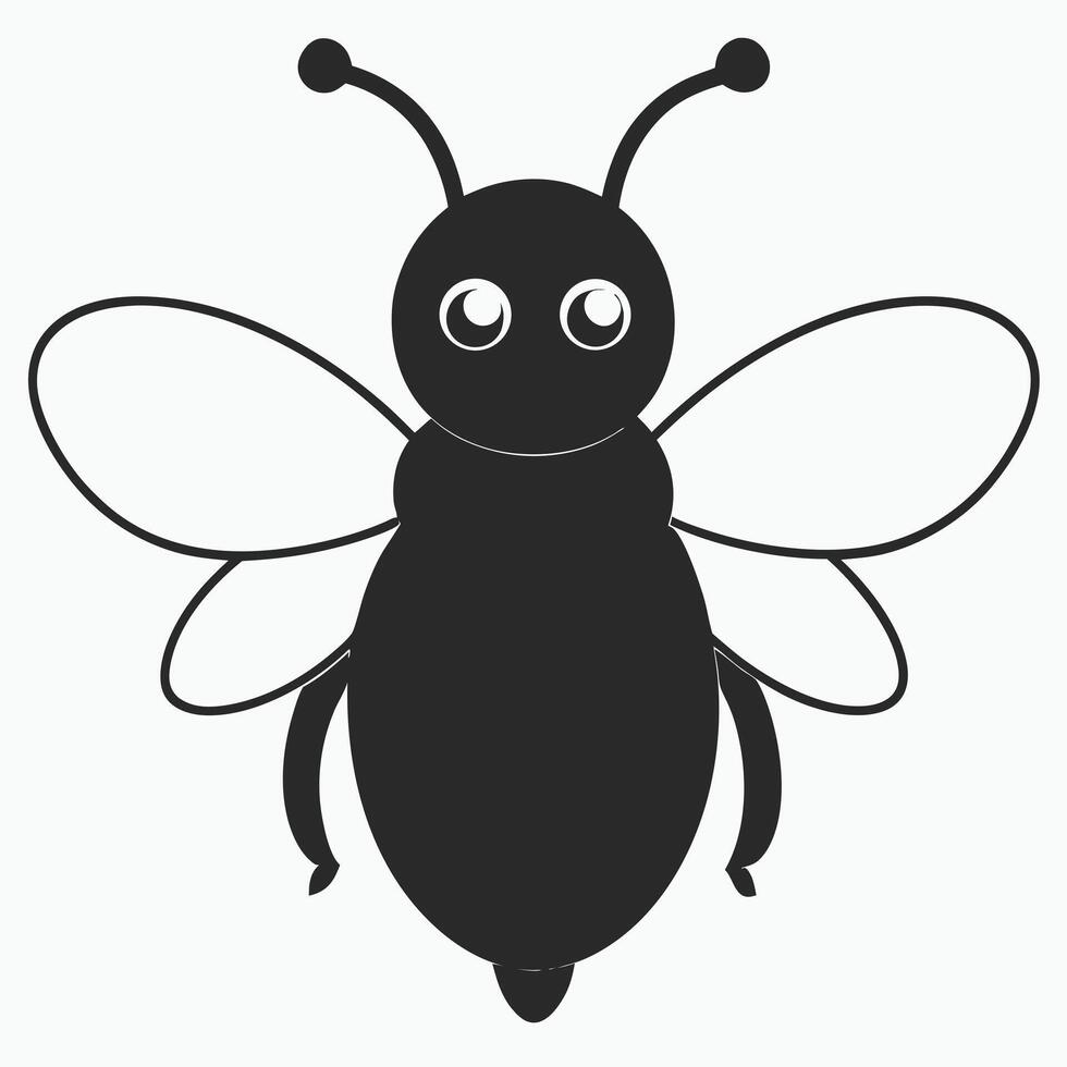 Simple Monochrome Bee Illustration Icon For Design Projects And Invitations vector