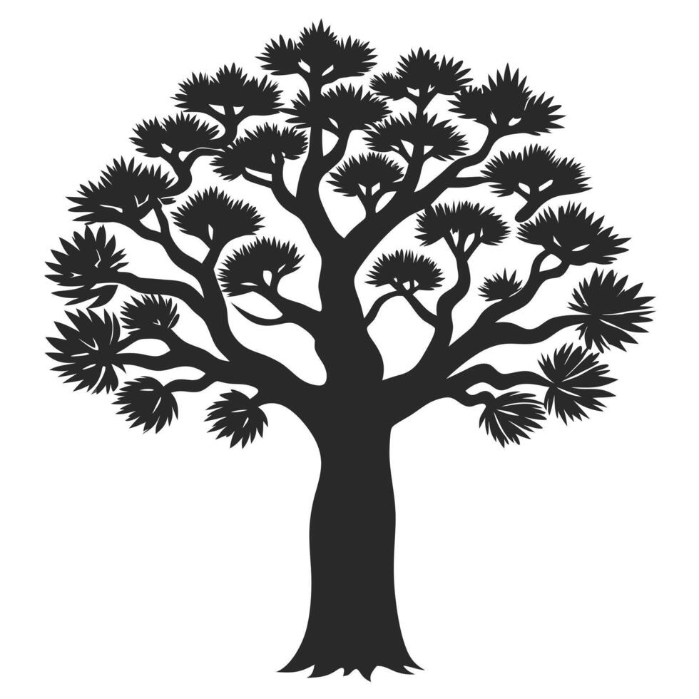 Illustration Of A Black Silhouette Tree With Spiky Foliage Design vector