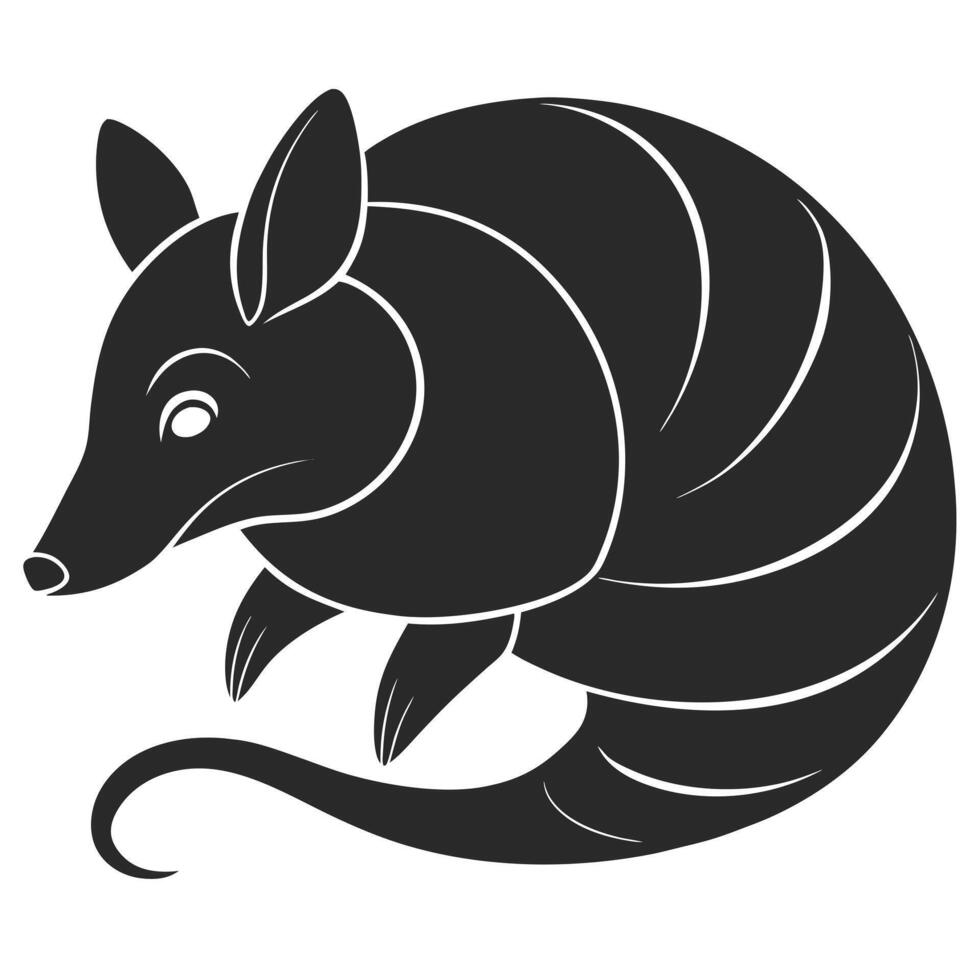 Armadillo Monochrome Illustration Mammal With Bony Armor Shell Animal Graphic Design vector
