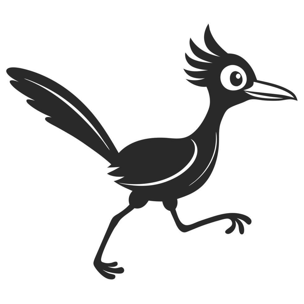 Roadrunner Cartoon Illustration Running Wild Black And White Graphics vector