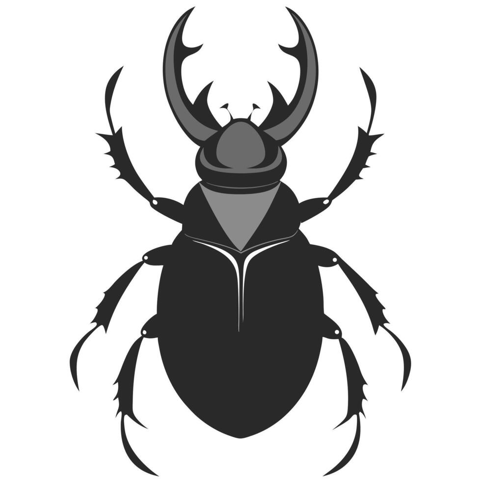 Stylized Stag Beetle Illustration With Large Mandibles And Spiked Legs Design vector