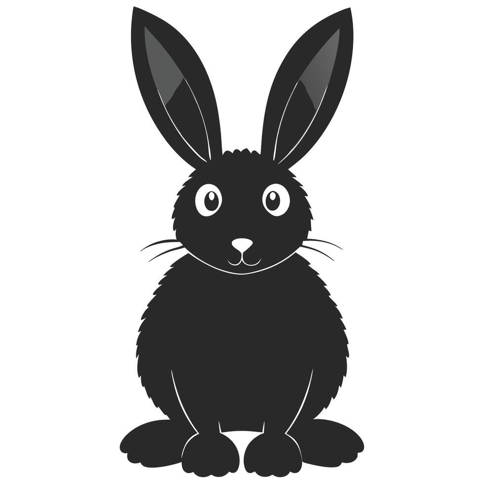 Minimalist Black And White Rabbit Illustration For Easter And Spring Season vector