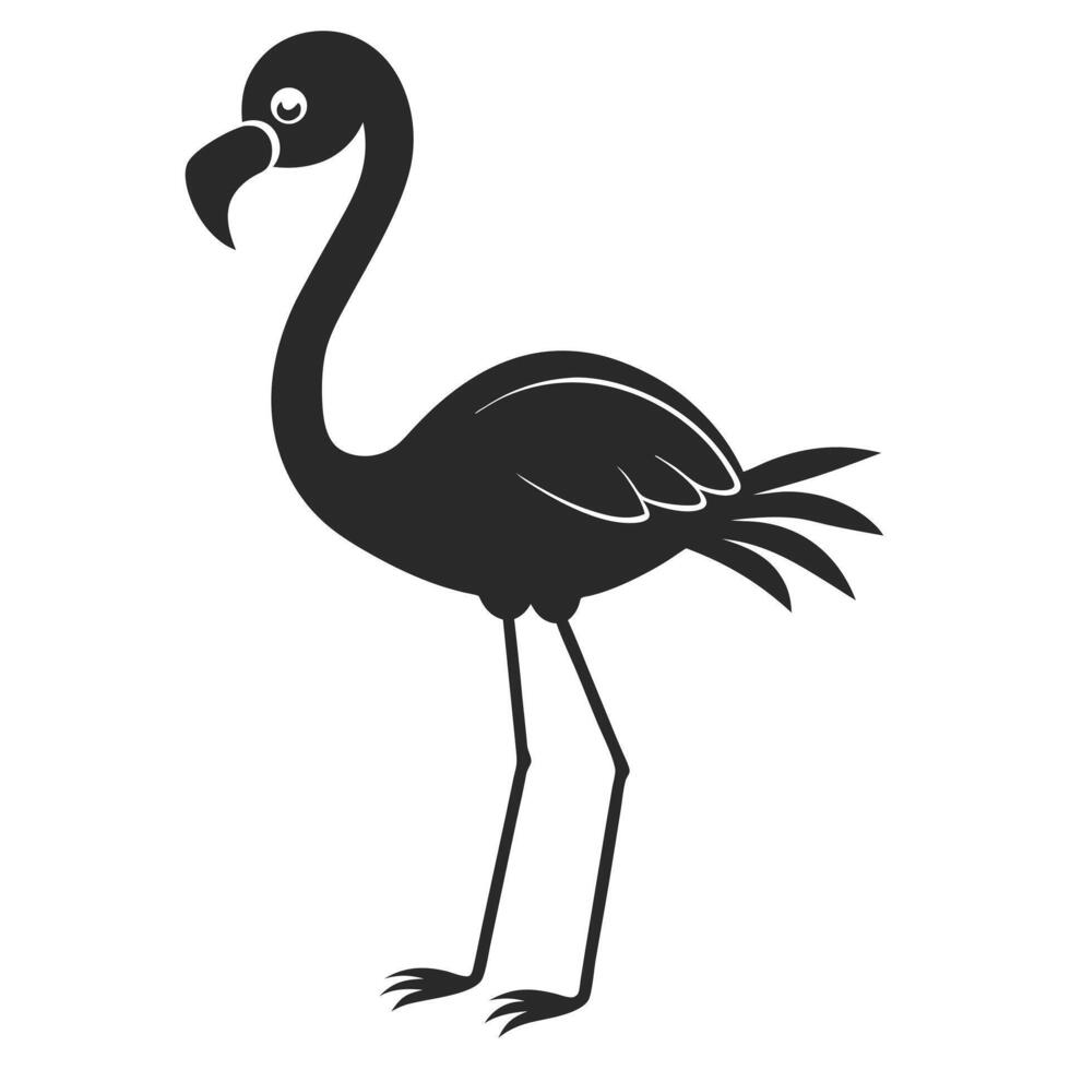Cartoon Flamingo Silhouette Bird Icon Tropical Wildlife Illustration Graphic vector