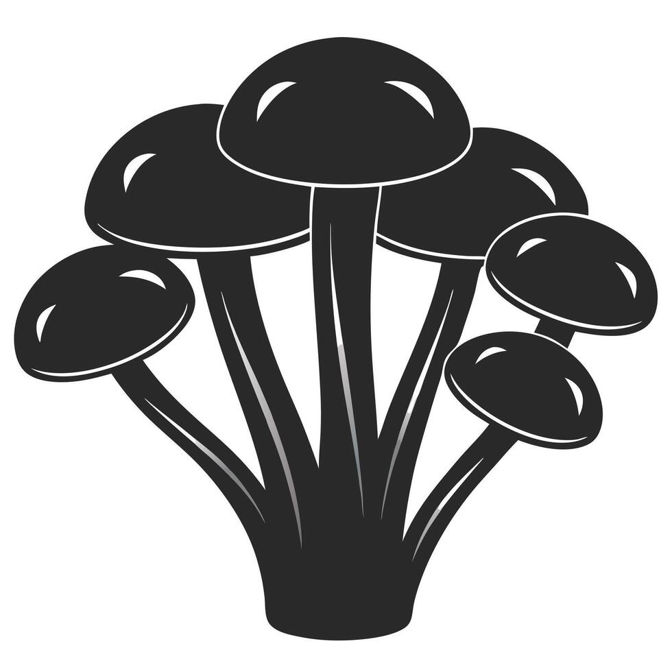 Black And White Mushroom Cluster Graphic Fungi Illustration Silhouette Design vector