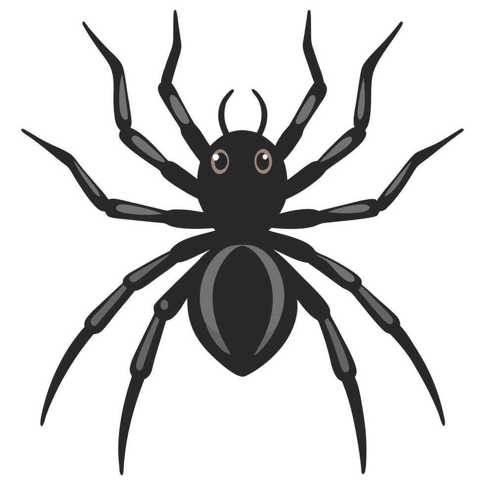 Simple Illustration Of A Black Cartoon Spider On White Background vector