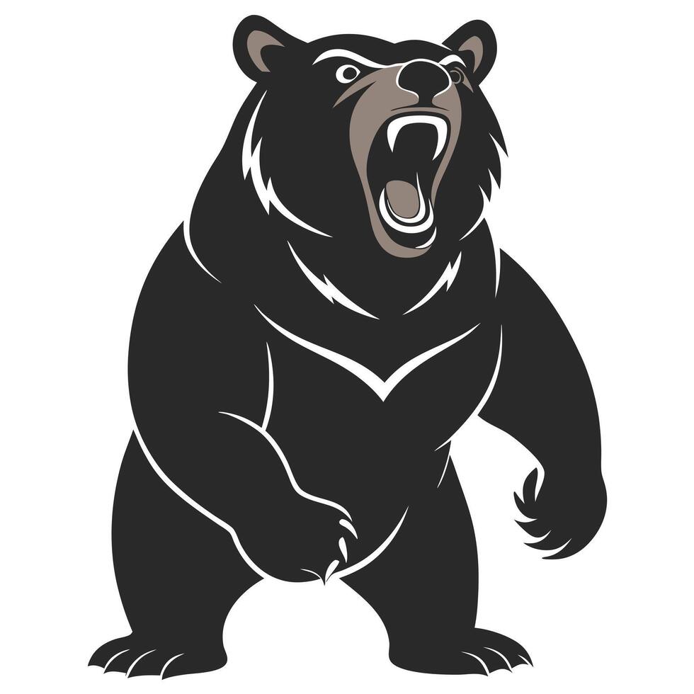 Angry Black Bear Standing Up Illustration Wildlife Animal Design vector