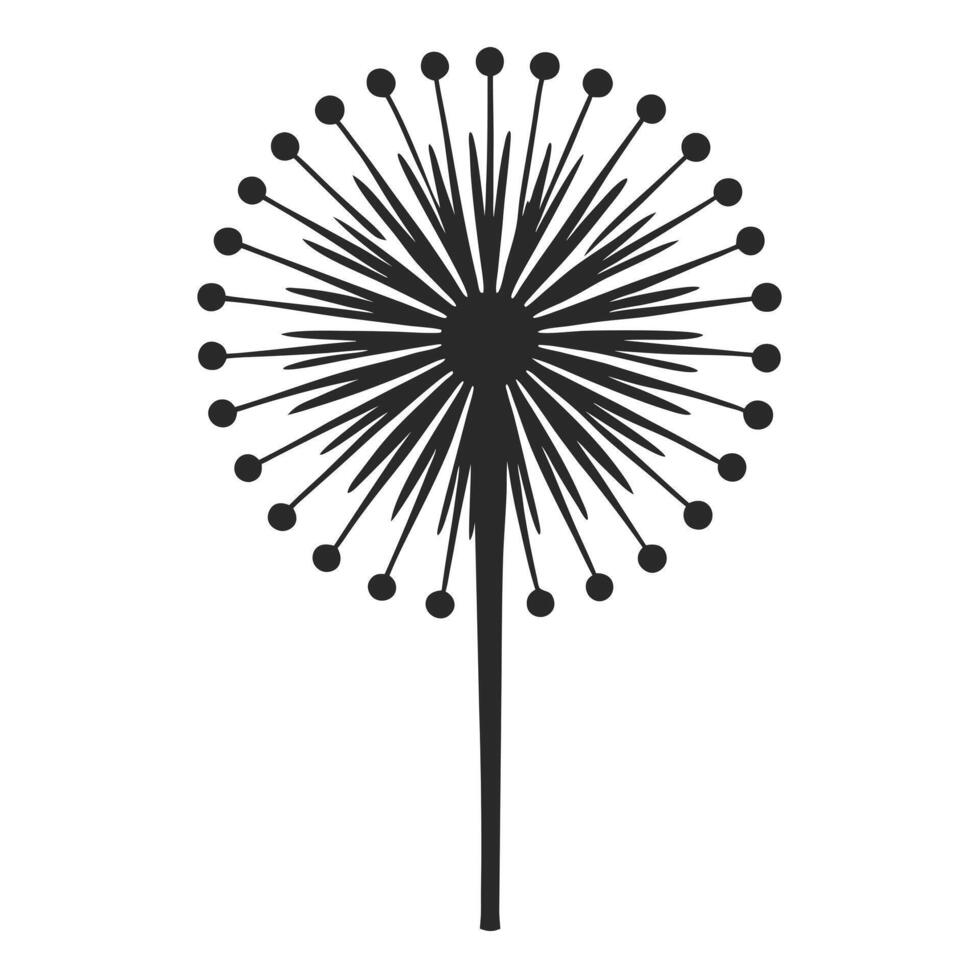 Dandelion Silhouette Illustration Elegant Seed Head Design Isolated On White Background vector