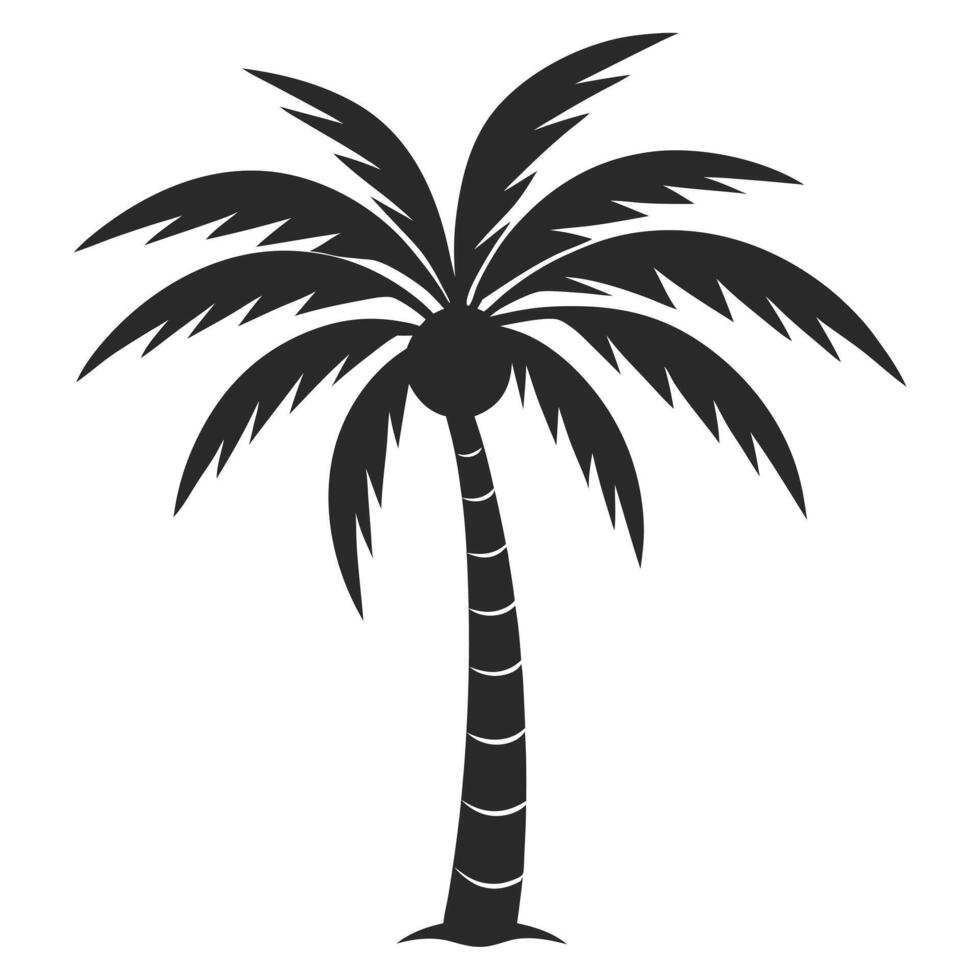 Black Silhouette Of A Tropical Palm Tree Symbolizing Summer And Vacation vector