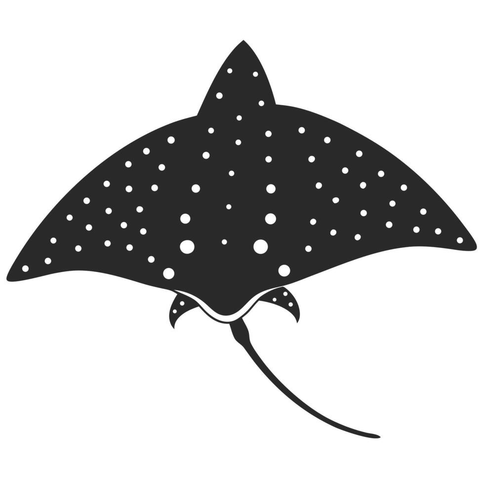 Spotted Eagle Ray Silhouette Sea Animal Illustration Minimalist Design vector