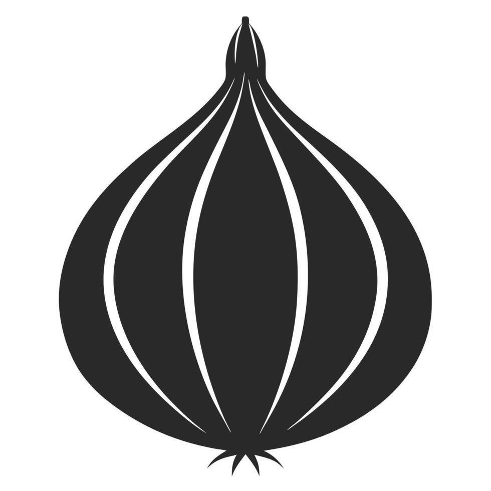 Onion Minimalist Illustration Silhouette Isolated On White Background Food Ingredient vector
