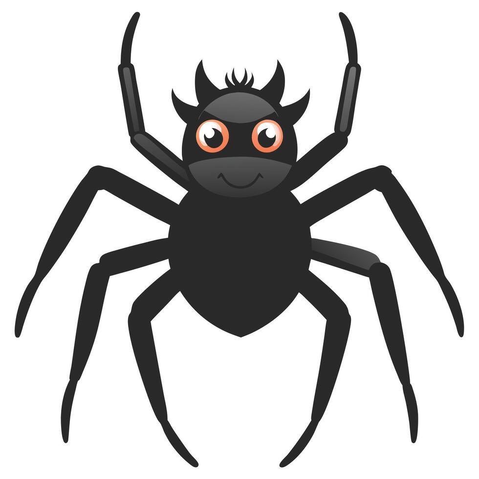 Cartoon Halloween Spider With Horns Isolated On White Background Illustration vector