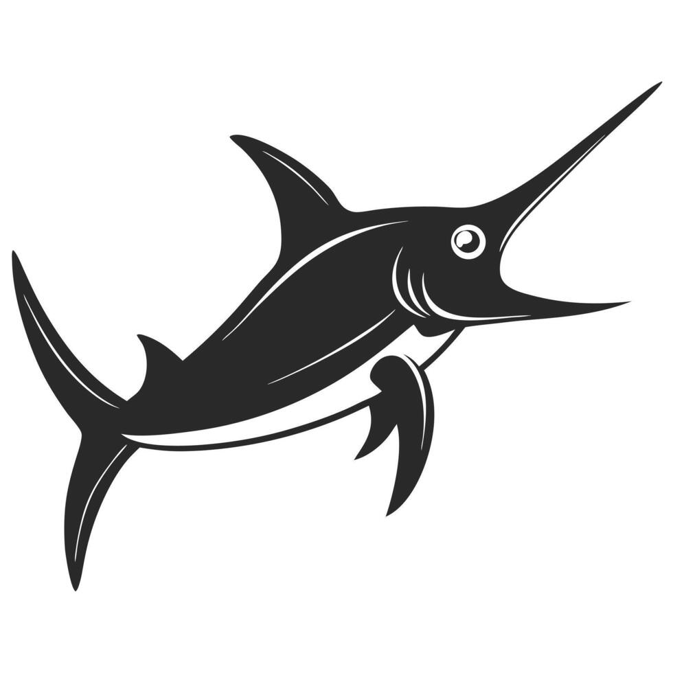 Silhouette Illustration Of A Swordfish Great For Fishing And Seafood Designs vector
