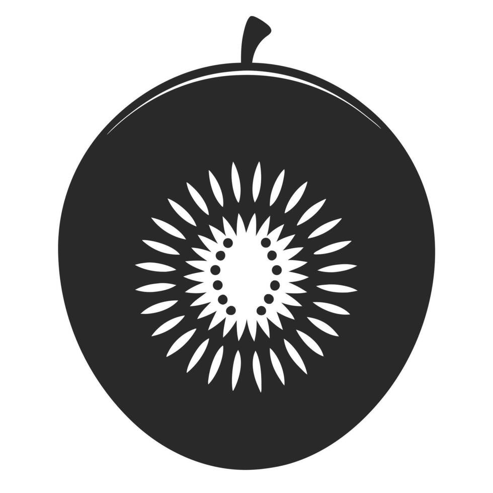 Elegant Kiwi Fruit Silhouette Design With Bold Black And White Contrast vector