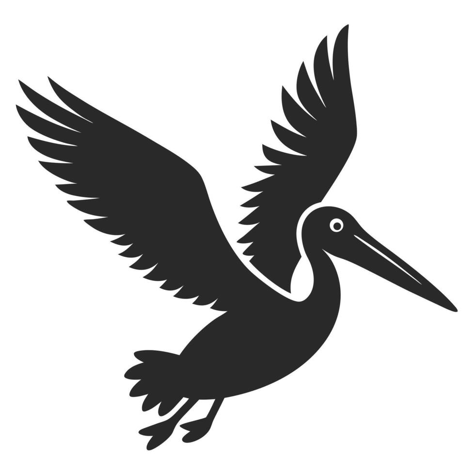 Pelican Flying Silhouette Bird Graphic Illustration Element Design Isolated vector