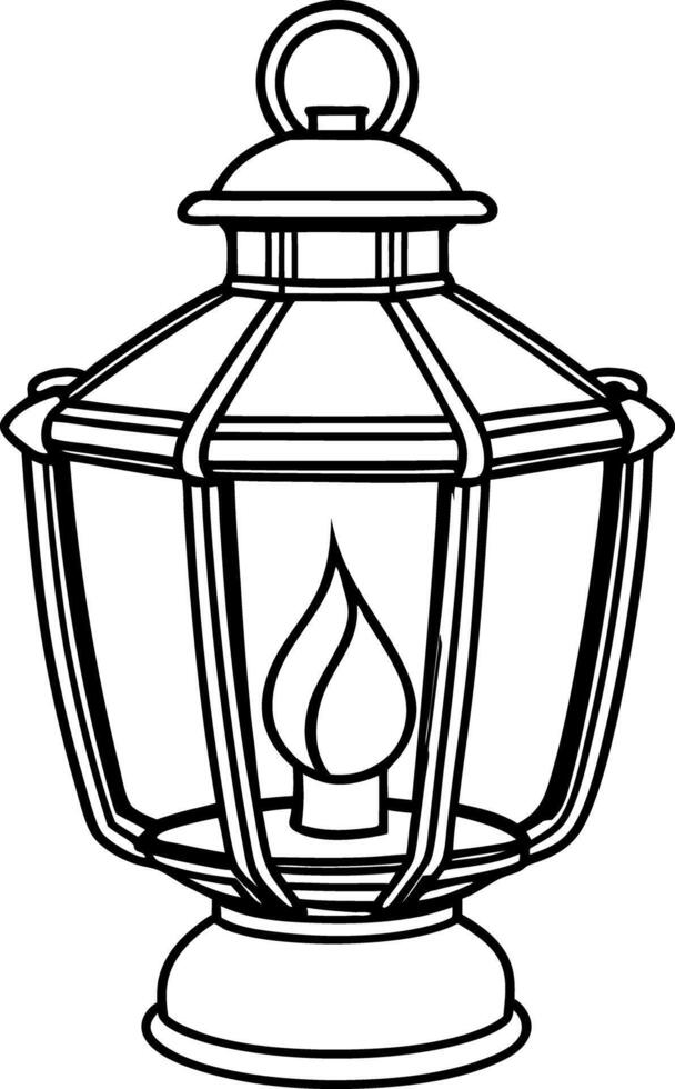 A lantern with a lit candle coloring page vector