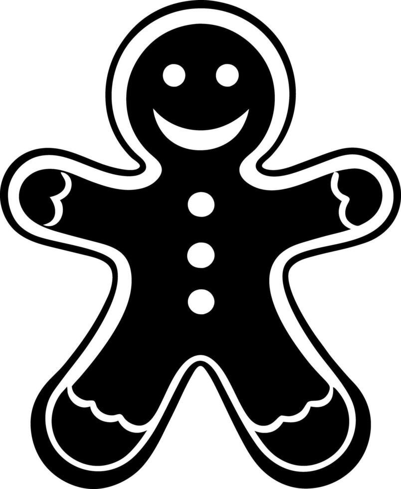 A black and white gingerbread man with a smile vector