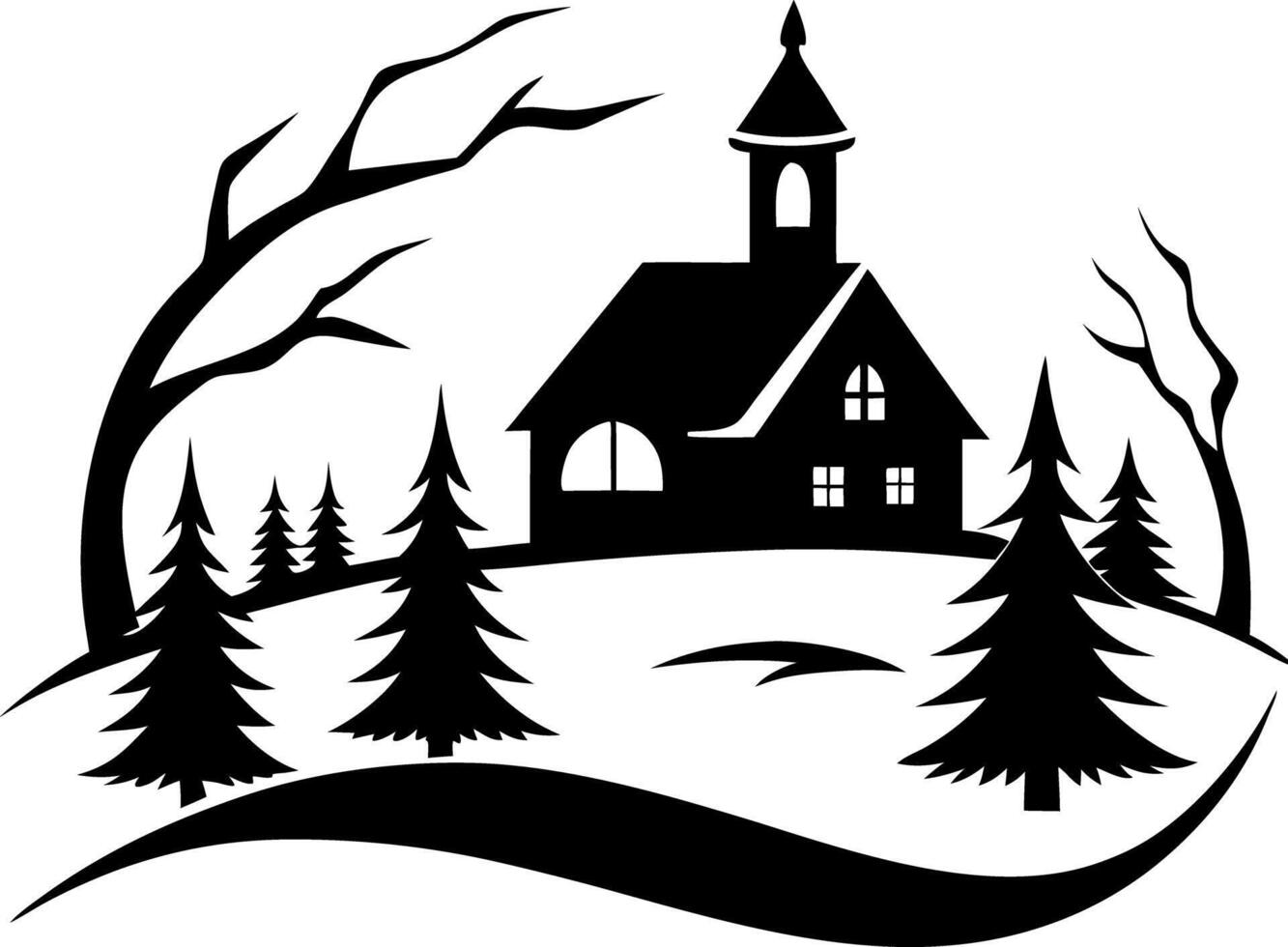 Winter church clip art vector