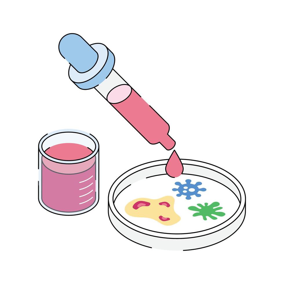 Download our premium isometric icon showing lab petri dish with dropper vector