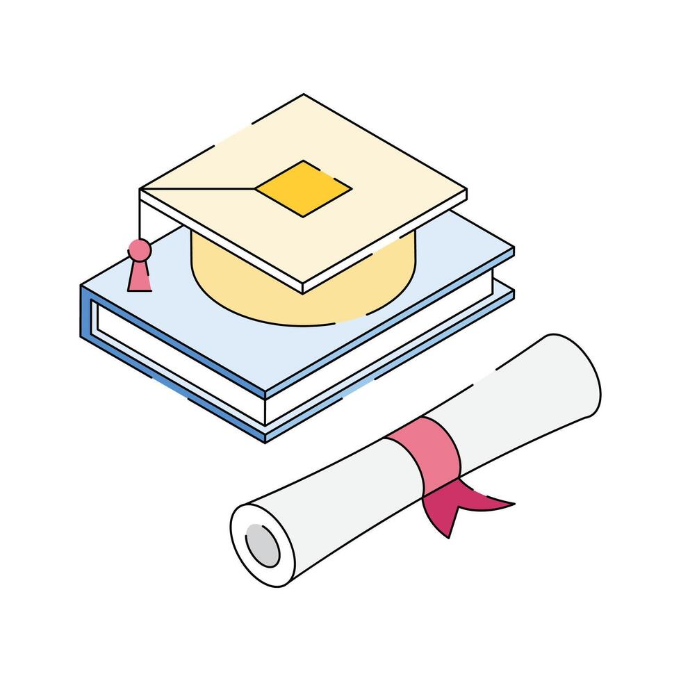 Here is handy isometric icon of scholarship degree and hat vector