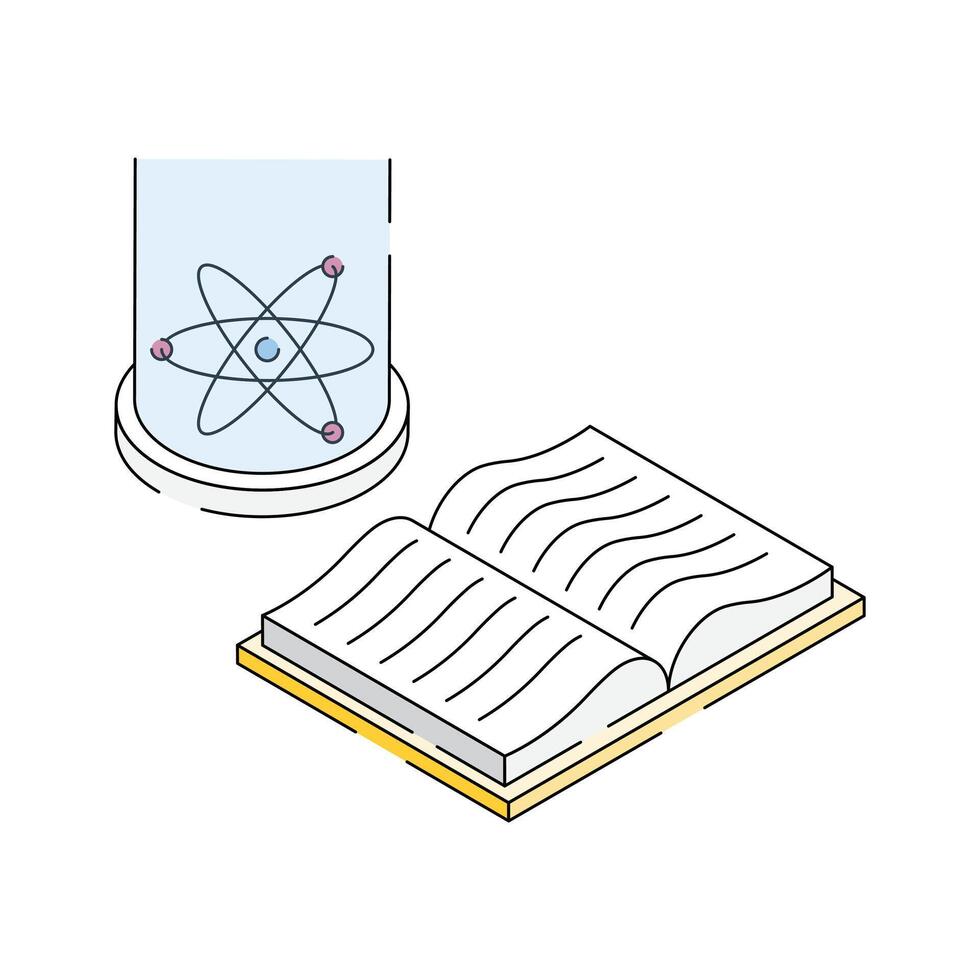Science book icon creatively designed in isometric outline style vector