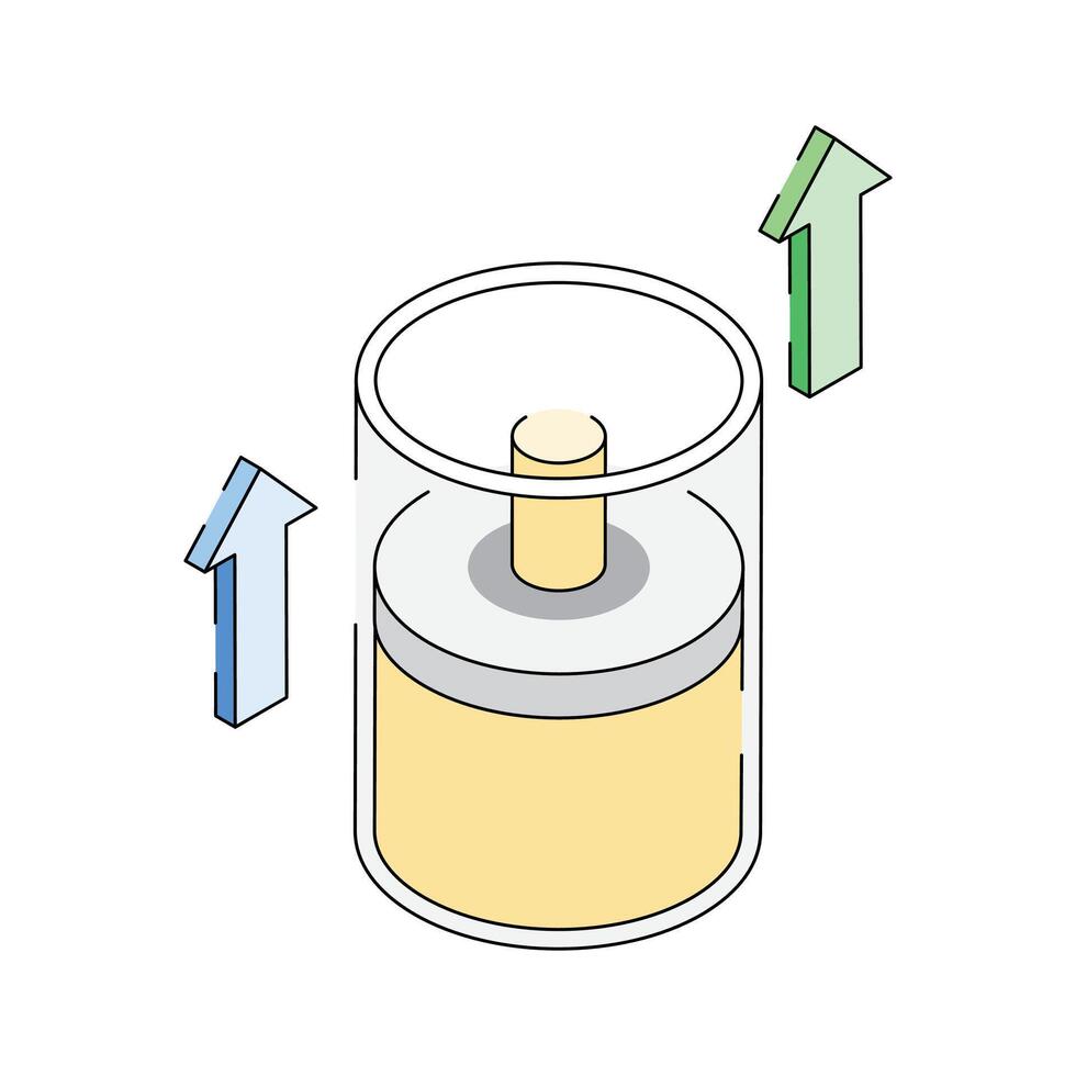Modern isometric style icon depicting evaporation experiment vector
