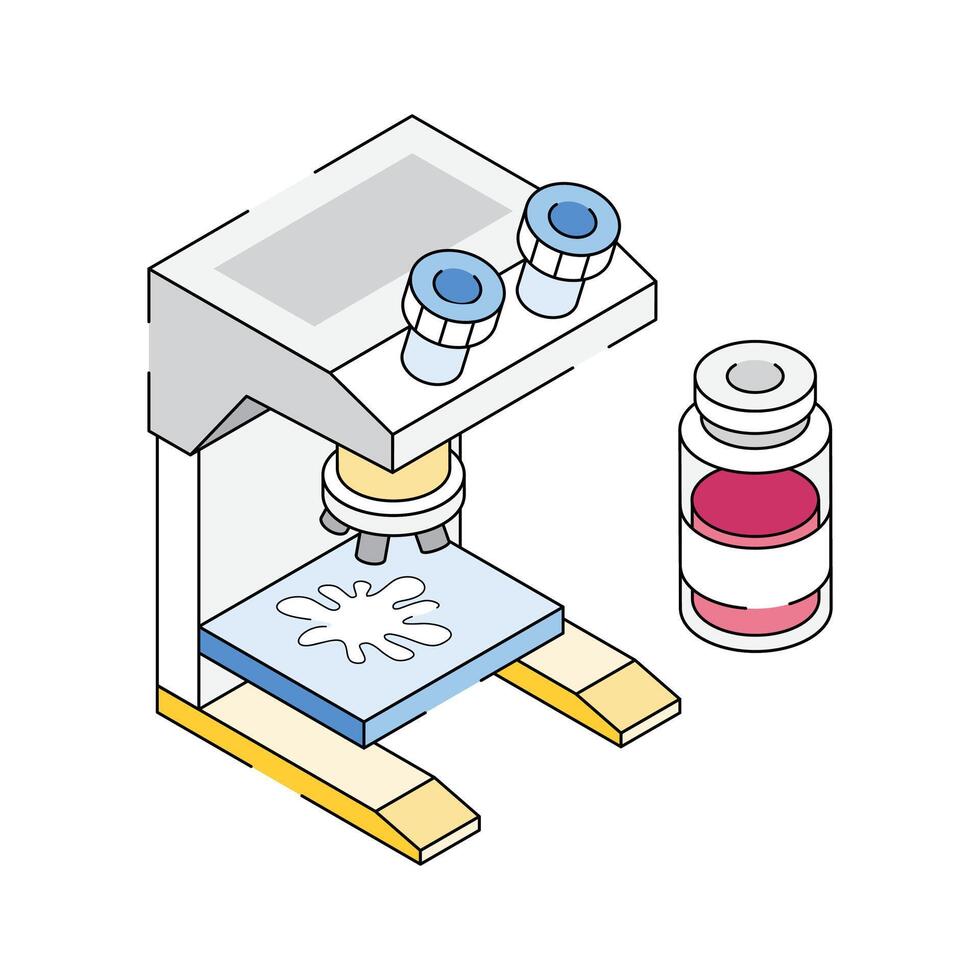 Here is an isometric style icon of blood research microscope vector