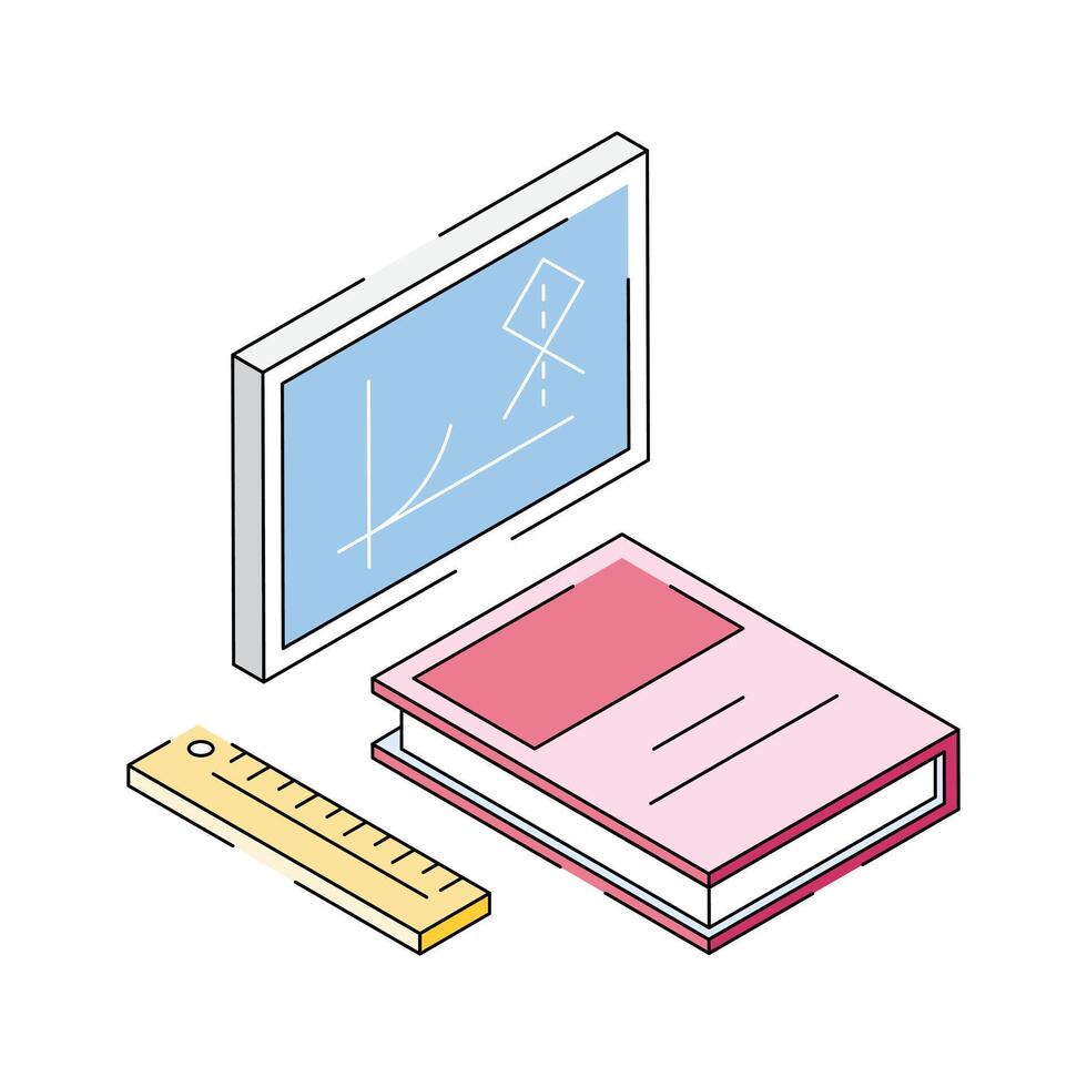 Get this isometric style icon of study material vector