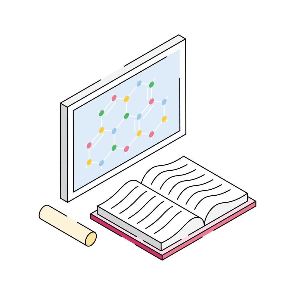 Ready to use isometric icon showing chemistry course lecture vector