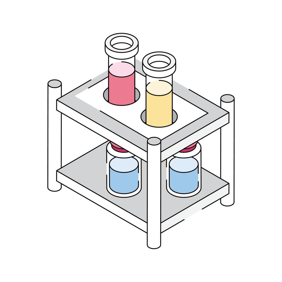 Get this amazing isometric outline icon showing lab vial rack vector