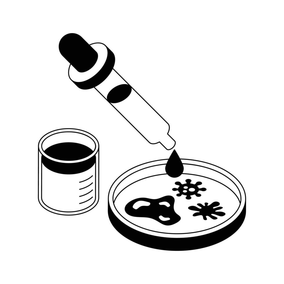 Download our premium isometric icon showing lab petri dish with dropper. vector