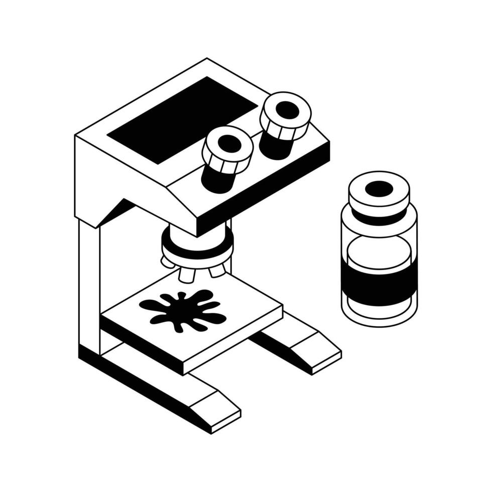 Here is an isometric style icon of blood research microscope. vector